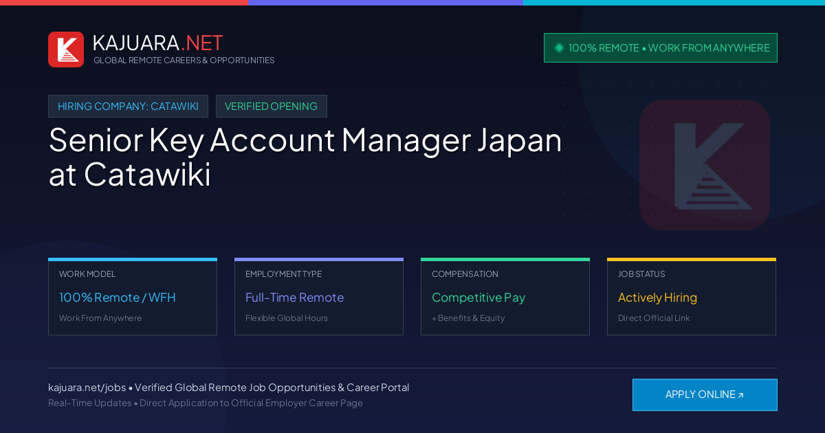 [100% Remote] Senior Key Account Manager Japan at Catawiki – Hiring Now