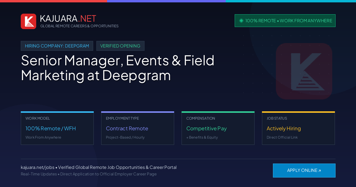 [100% Remote] Senior Manager, Events & Field Marketing at Deepgram – Hiring Now