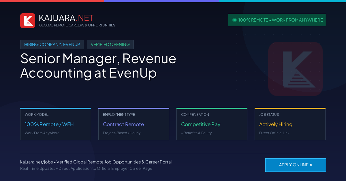[100% Remote] Senior Manager, Revenue Accounting at EvenUp – Hiring Now