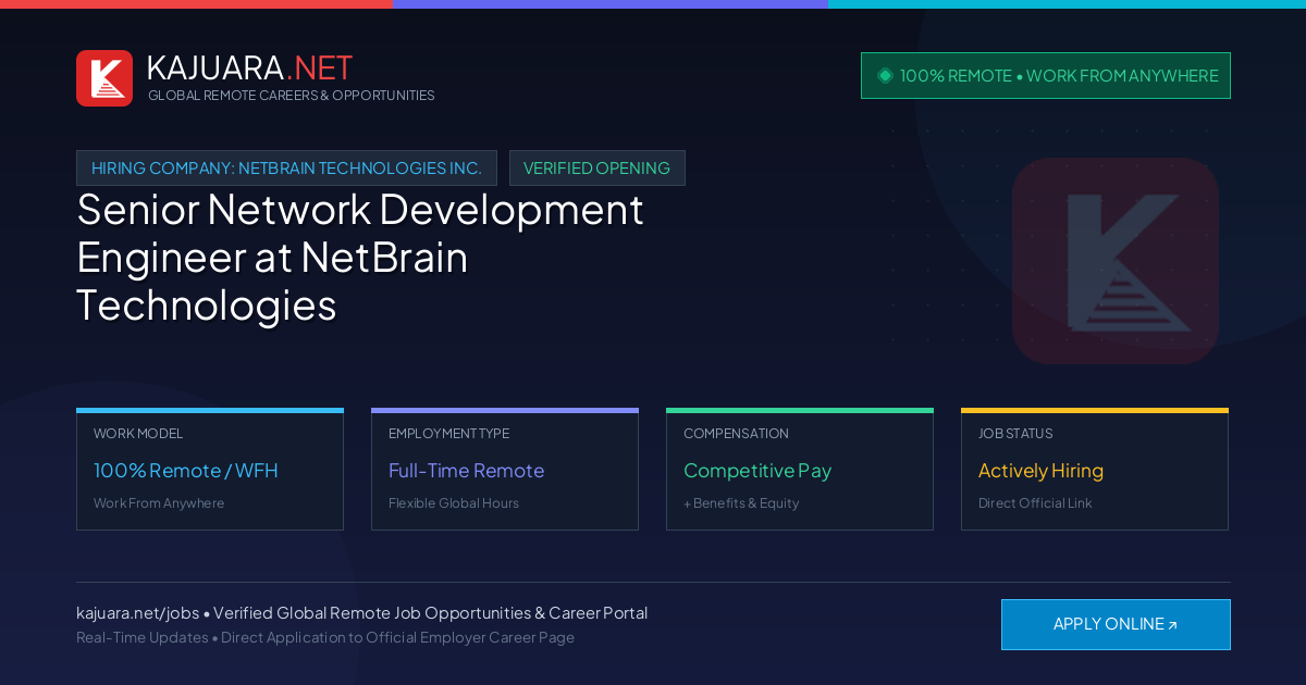 [100% Remote] Senior Network Development Engineer at NetBrain Technologies Inc. – Hiring Now