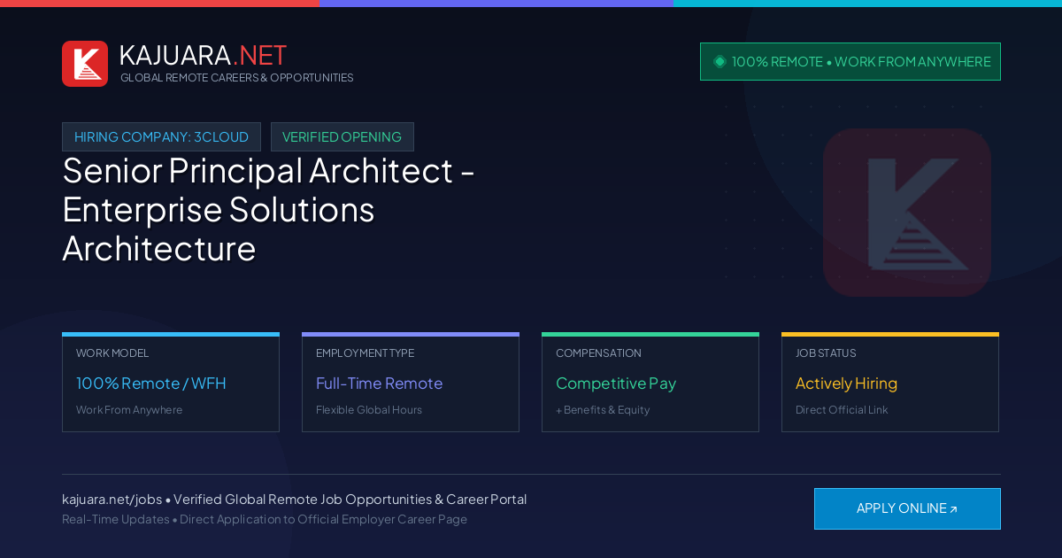 [100% Remote] Senior Principal Architect - Enterprise Solutions Architecture at 3Cloud – Hiring Now