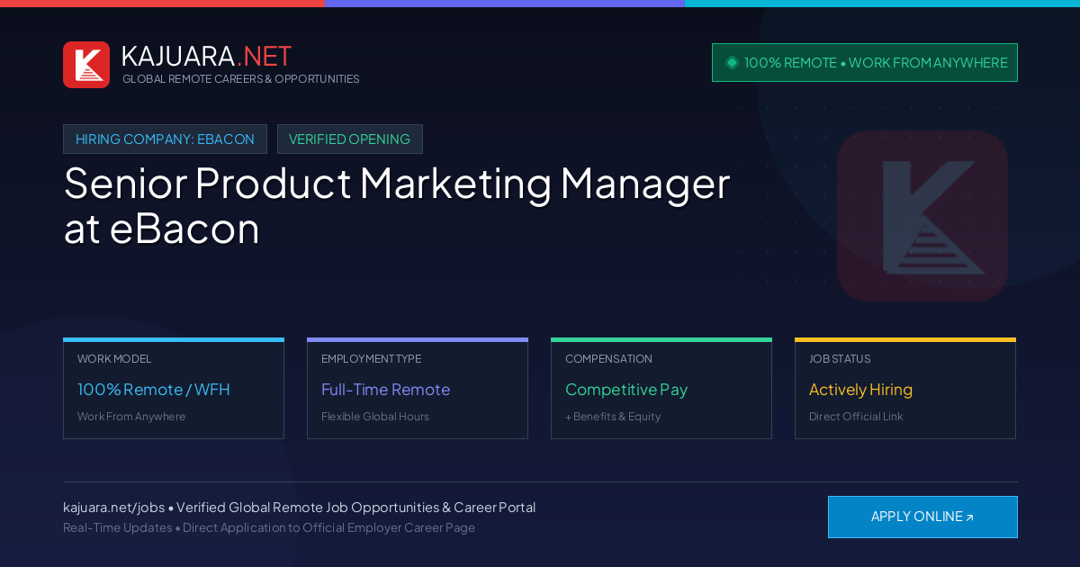 [100% Remote] Senior Product Marketing Manager at eBacon – Hiring Now