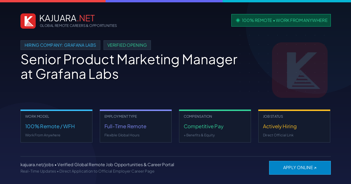 [100% Remote] Senior Product Marketing Manager at Grafana Labs – Hiring Now