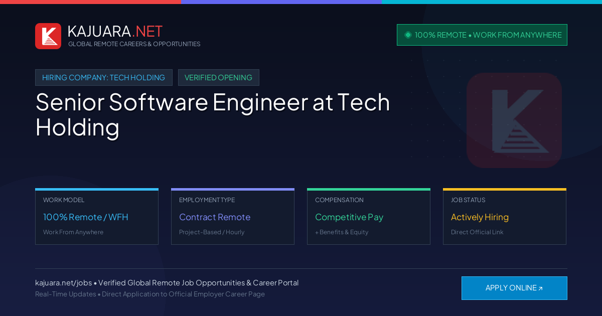 [100% Remote] Senior Software Engineer at Tech Holding – Hiring Now