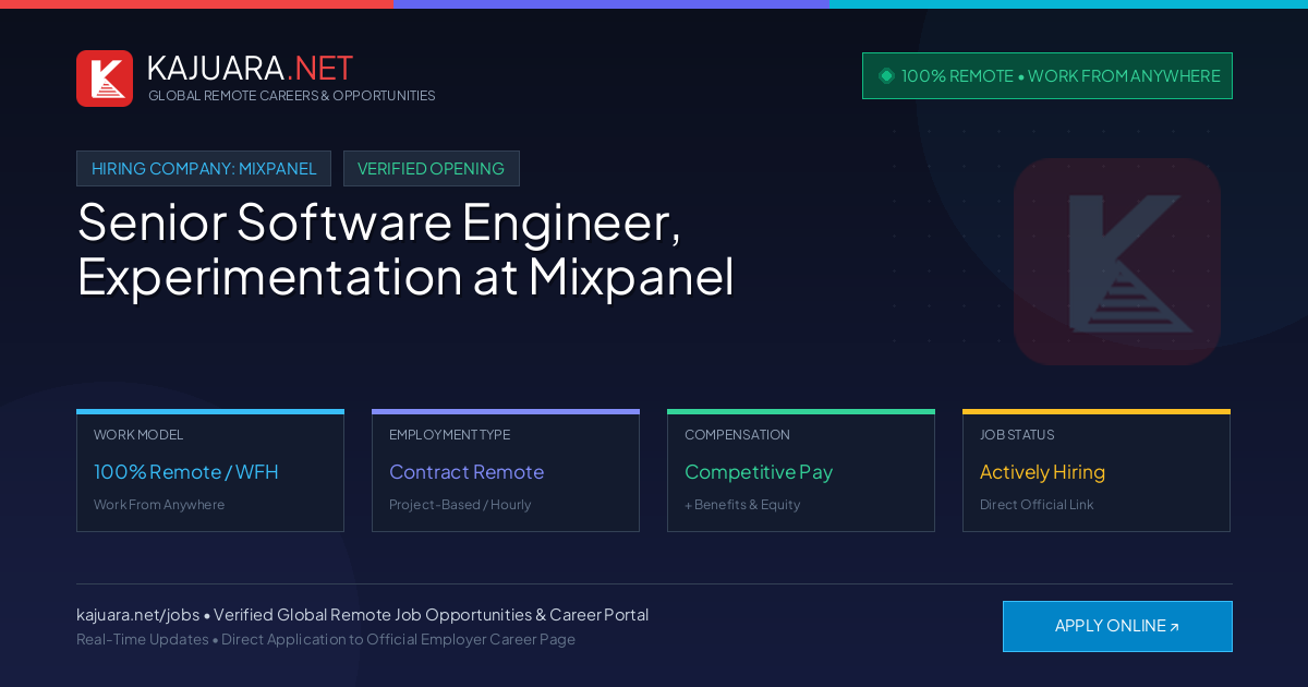 [100% Remote] Senior Software Engineer, Experimentation at Mixpanel – Hiring Now