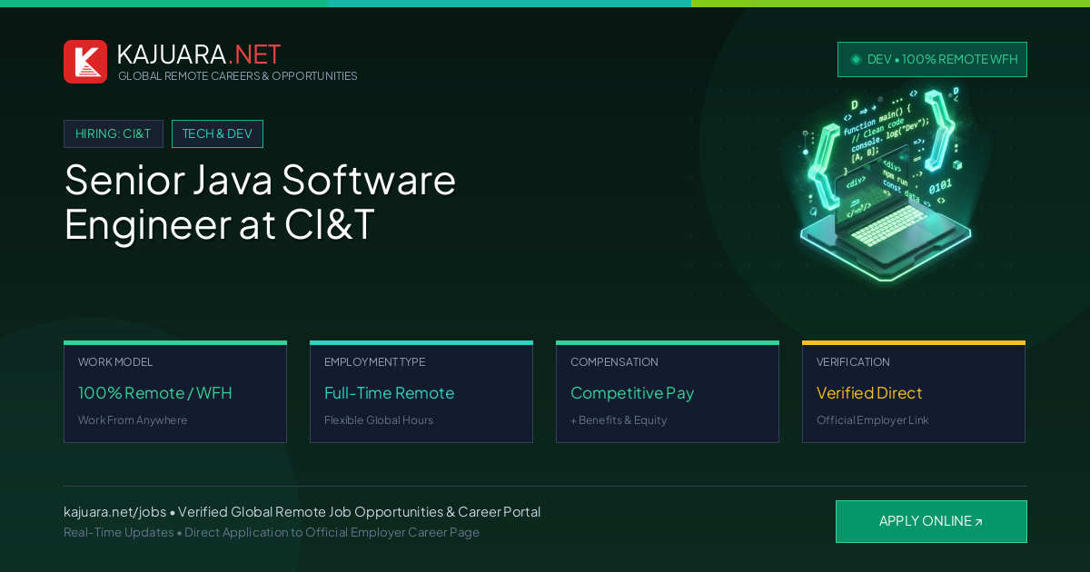 Senior Java Software Engineer at CI&T (100% Remote WFH)