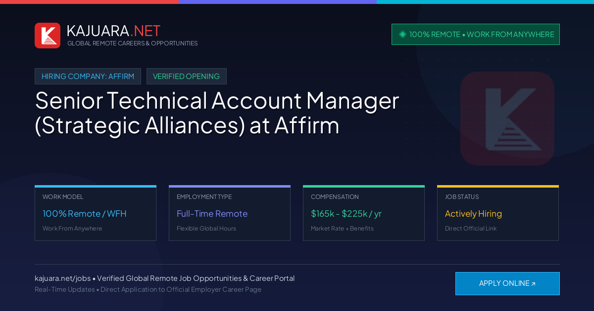 [100% Remote] Senior Technical Account Manager (Strategic Alliances) at Affirm – Hiring Now