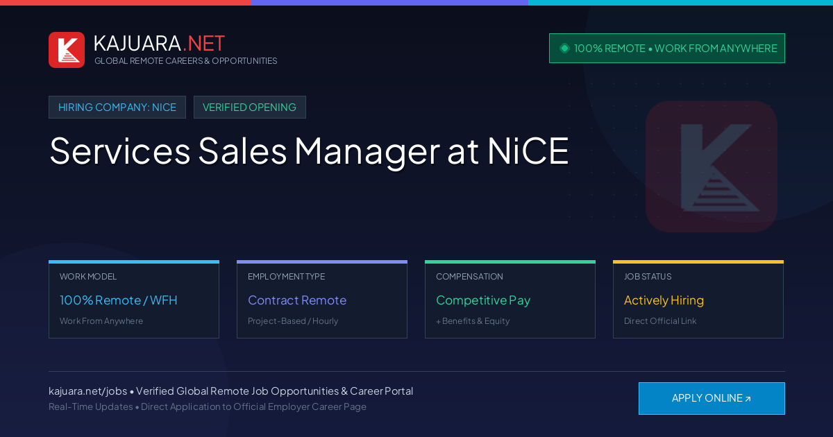 [100% Remote] Services Sales Manager at NiCE – Hiring Now
