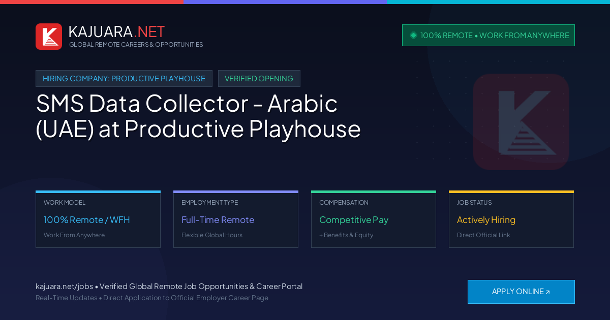 [100% Remote] SMS Data Collector - Arabic (UAE) at Productive Playhouse – Hiring Now