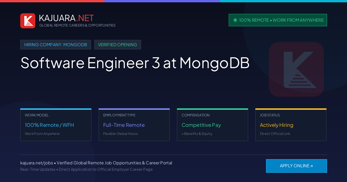 [100% Remote] Software Engineer 3 at MongoDB – Hiring Now