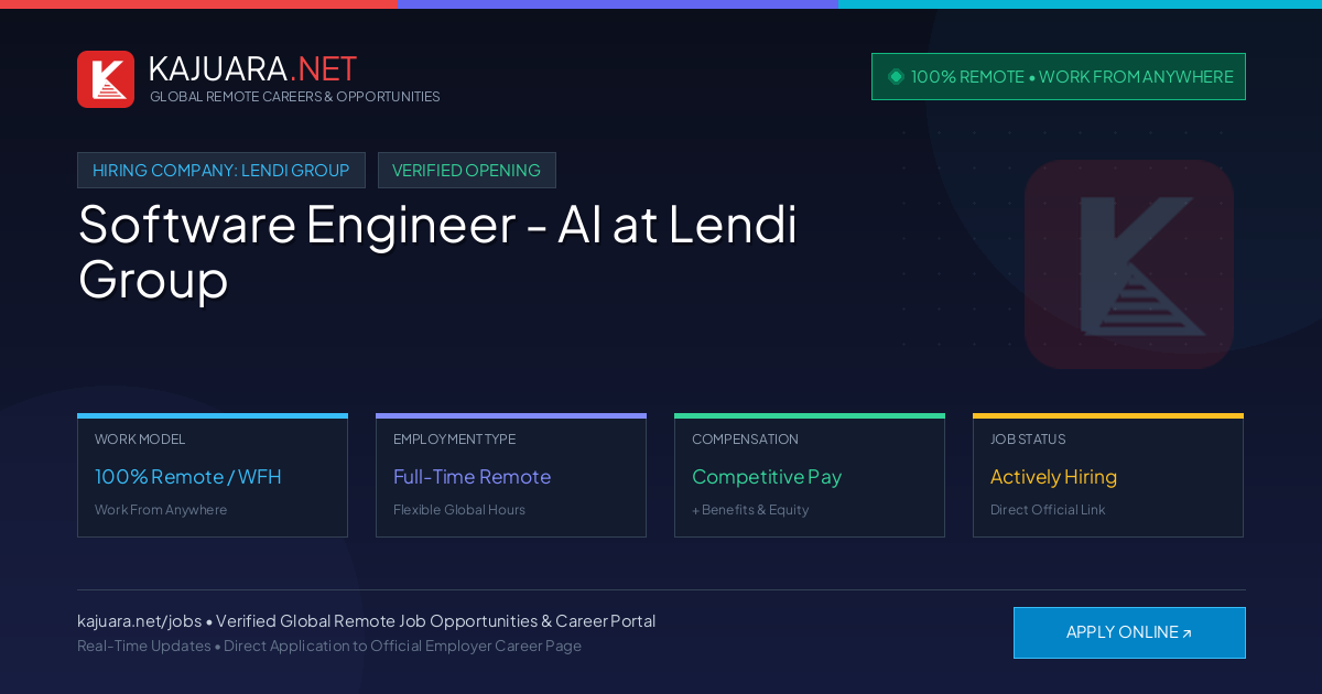 [100% Remote] Software Engineer - AI at Lendi Group – Hiring Now