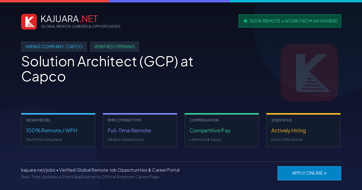 [100% Remote] Solution Architect (GCP) at Capco – Hiring Now