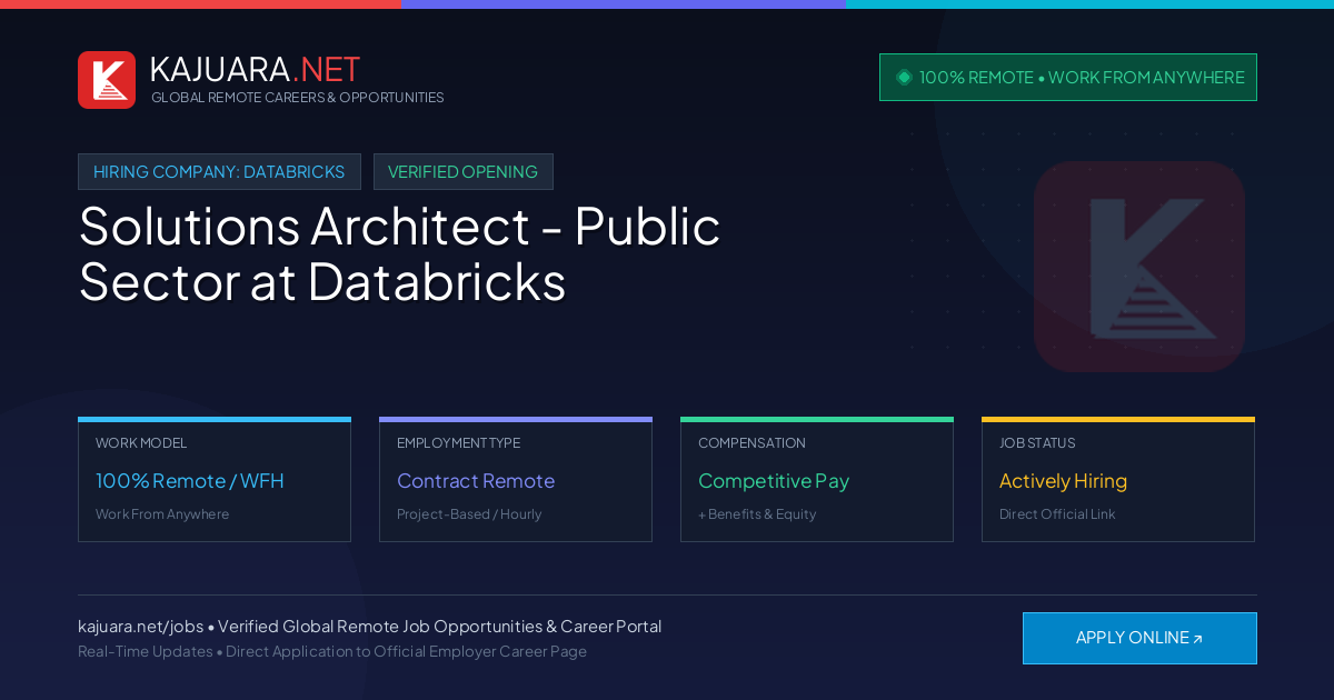[100% Remote] Solutions Architect - Public Sector at Databricks – Hiring Now