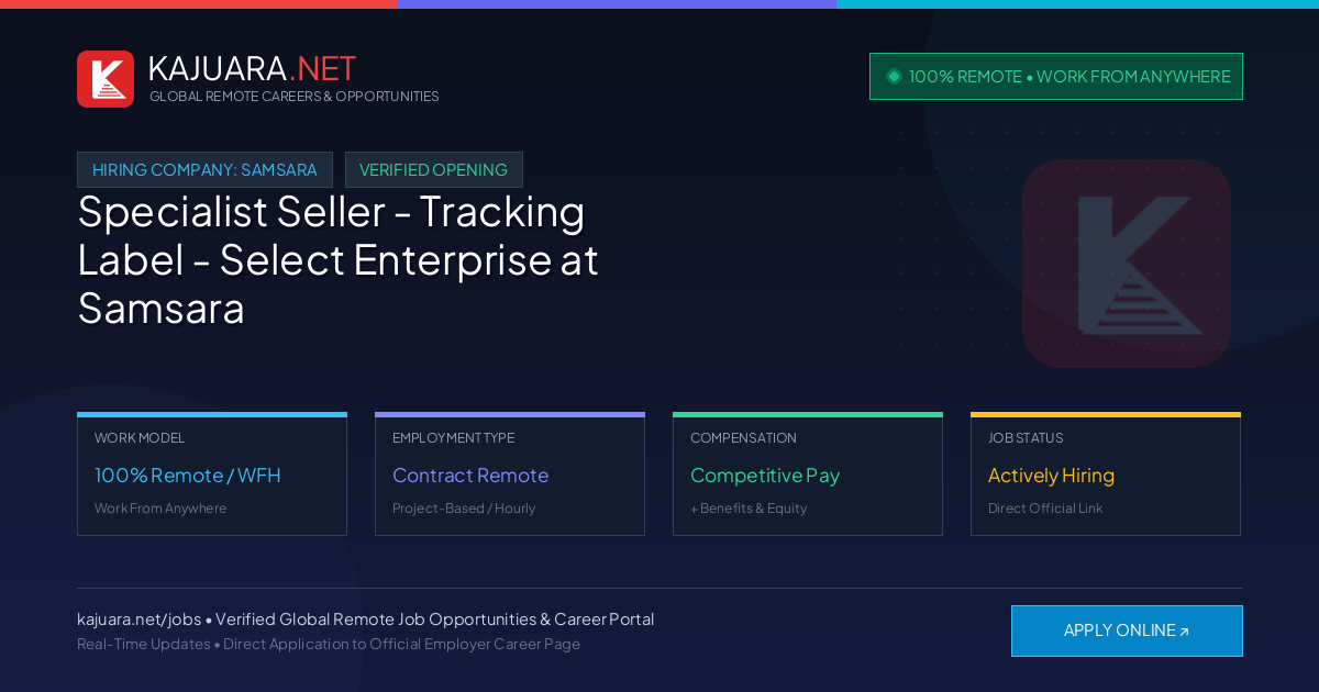 [100% Remote] Specialist Seller - Tracking Label - Select Enterprise at Samsara – Hiring Now