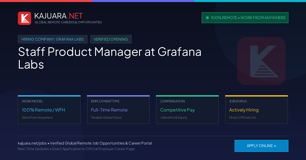 [100% Remote] Staff Product Manager at Grafana Labs – Hiring Now