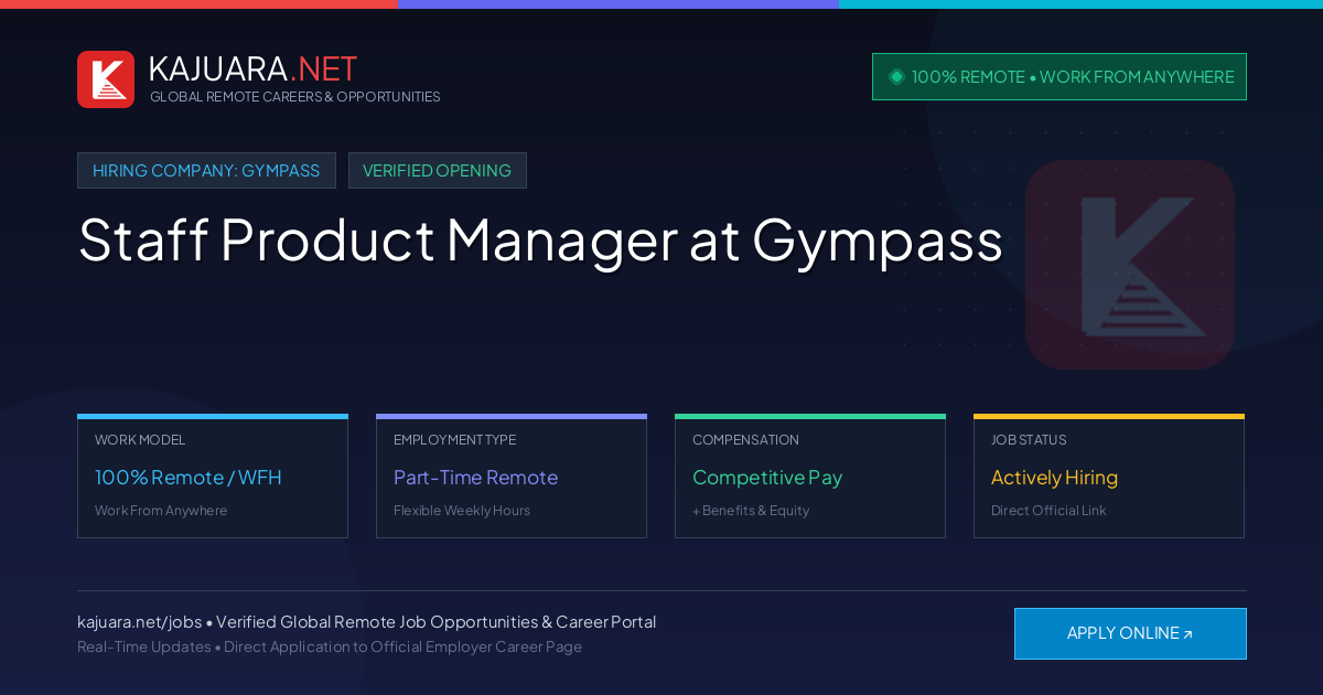 [100% Remote] Staff Product Manager at Gympass – Hiring Now