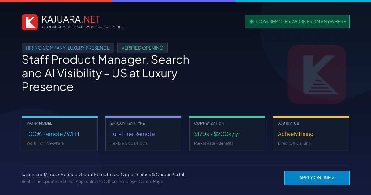 [100% Remote] Staff Product Manager, Search and AI Visibility - US at Luxury Presence – Hiring Now
