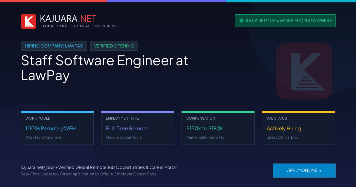 [100% Remote] Staff Software Engineer at LawPay – Hiring Now