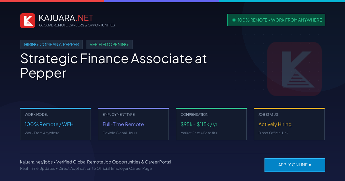[100% Remote] Strategic Finance Associate at Pepper – Hiring Now