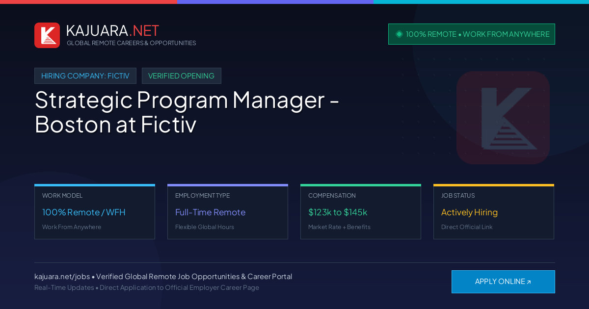 [100% Remote] Strategic Program Manager - Boston at Fictiv – Hiring Now