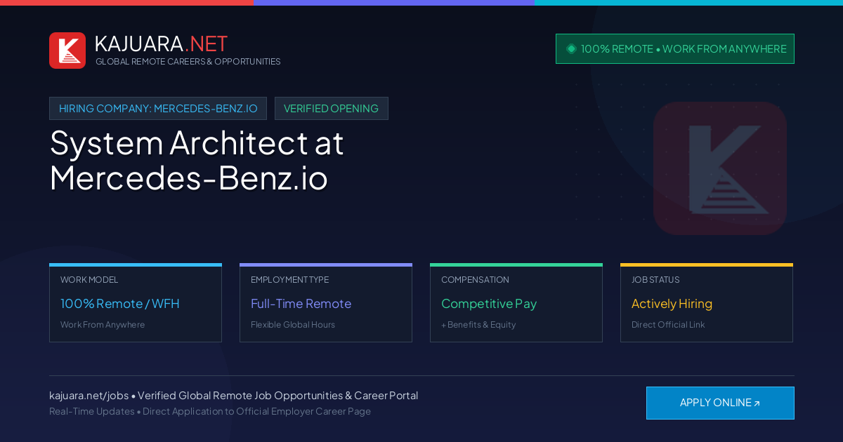 [100% Remote] System Architect at Mercedes-Benz.io – Hiring Now