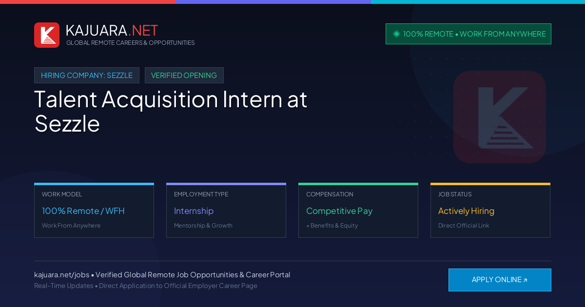 [100% Remote] Talent Acquisition Intern at Sezzle – Hiring Now