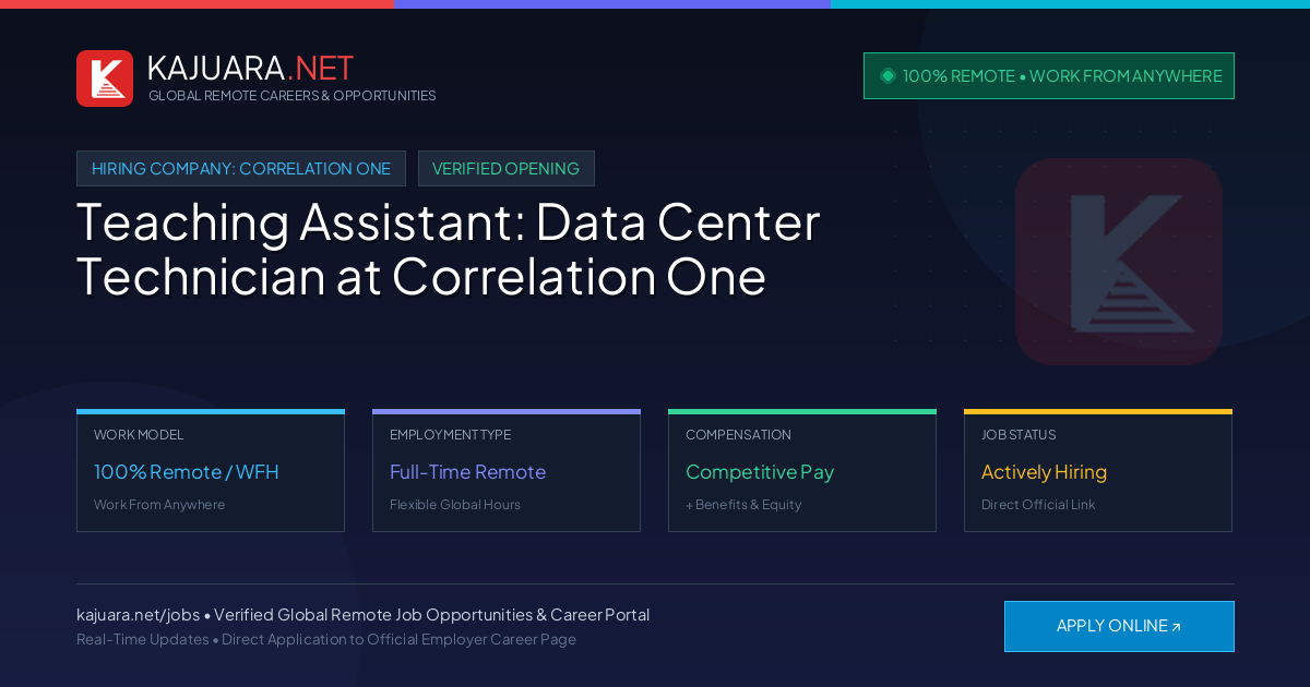 [100% Remote] Teaching Assistant: Data Center Technician at Correlation One – Hiring Now