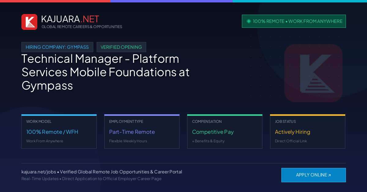 [100% Remote] Technical Manager - Platform Services Mobile Foundations at Gympass – Hiring Now