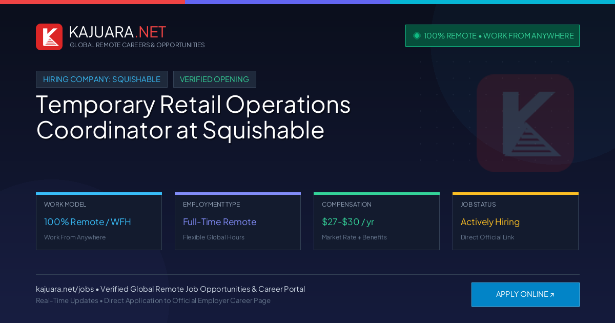 [100% Remote] Temporary Retail Operations Coordinator at Squishable – Hiring Now