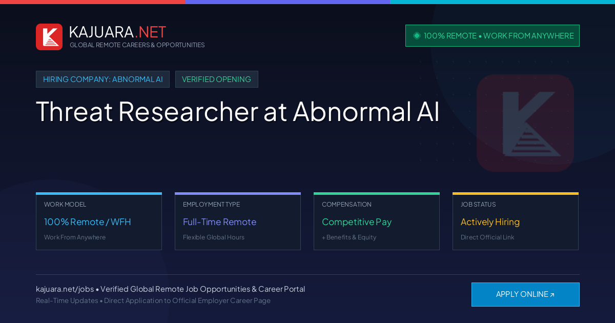 [100% Remote] Threat Researcher at Abnormal AI – Hiring Now