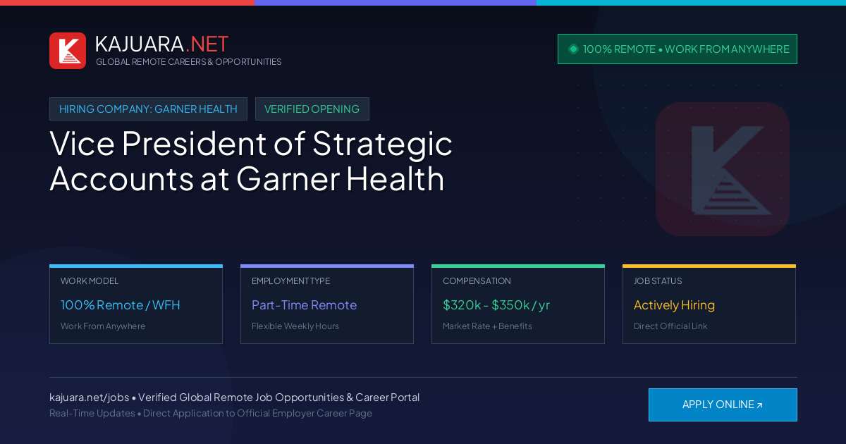 [100% Remote] Vice President of Strategic Accounts at Garner Health – Hiring Now