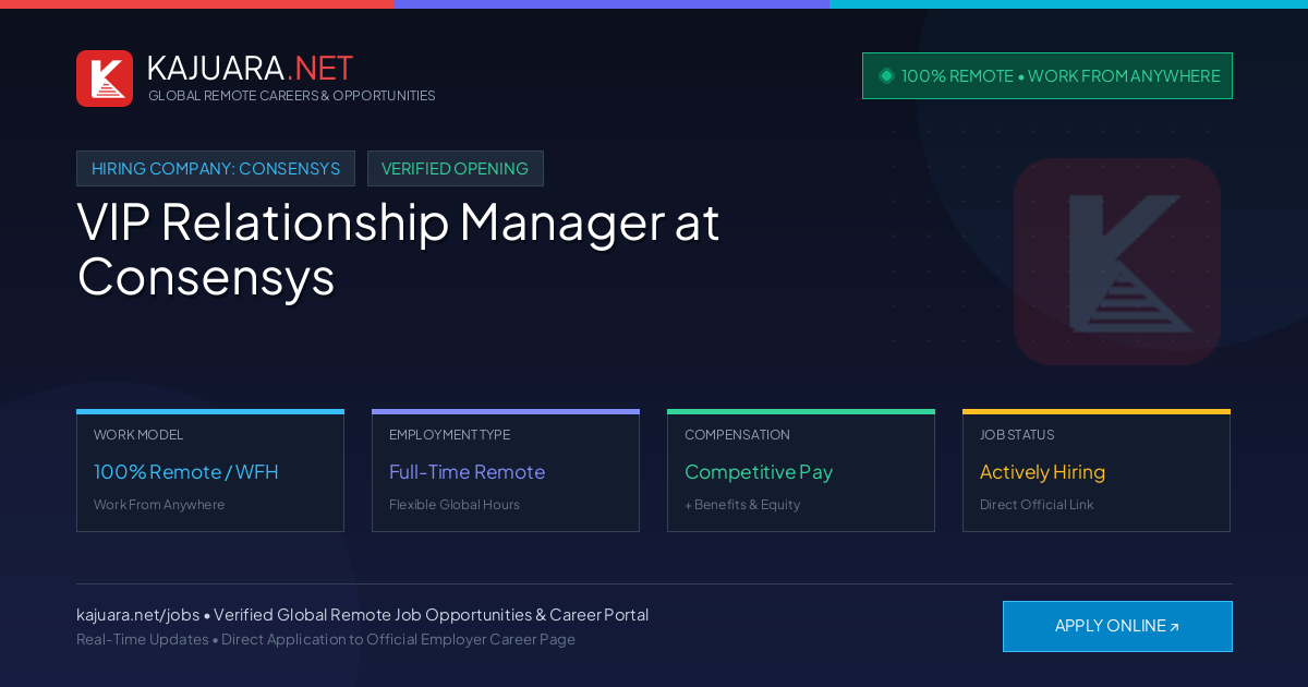 [100% Remote] VIP Relationship Manager at Consensys – Hiring Now