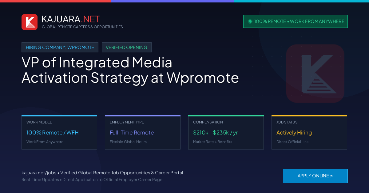 [100% Remote] VP of Integrated Media Activation Strategy at Wpromote – Hiring Now