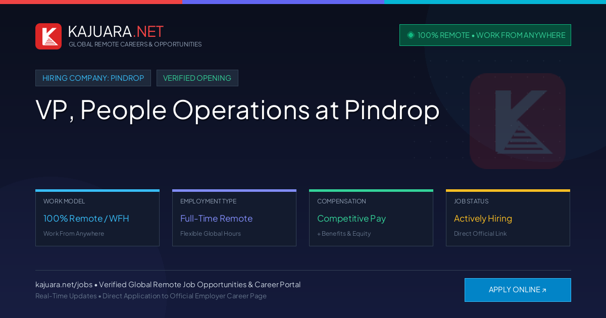 [100% Remote] VP, People Operations at Pindrop – Hiring Now