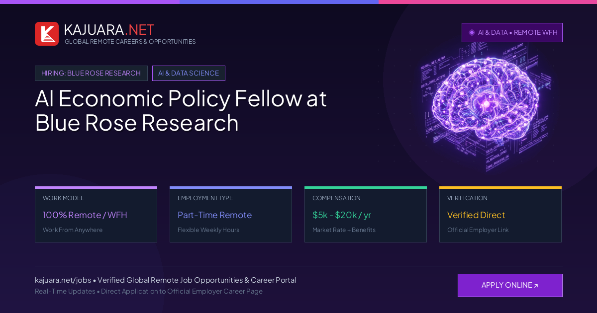 AI Economic Policy Fellow at Blue Rose Research (100% Remote WFH)