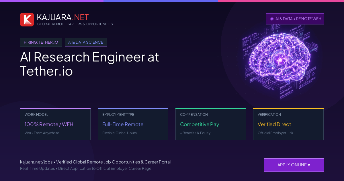 AI Research Engineer at Tether.io (100% Remote WFH)