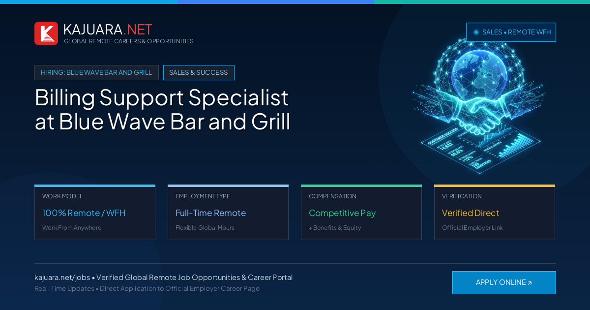 Billing Support Specialist at Blue Wave Bar and Grill (Remote WFH)