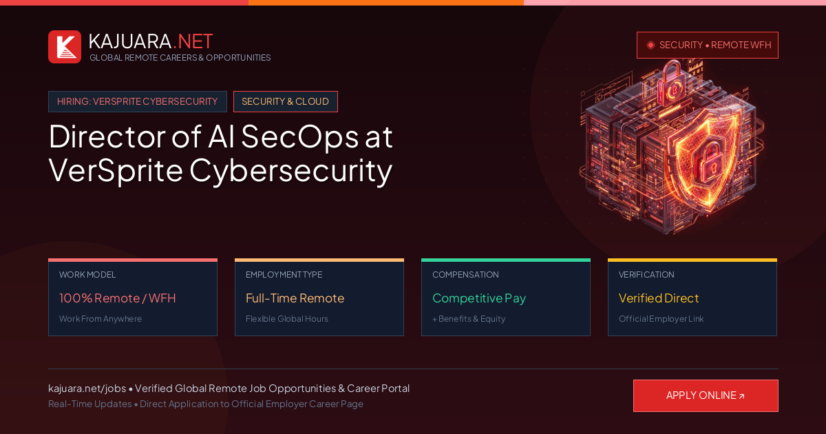 Director of AI SecOps at VerSprite Cybersecurity (Global Remote Career)