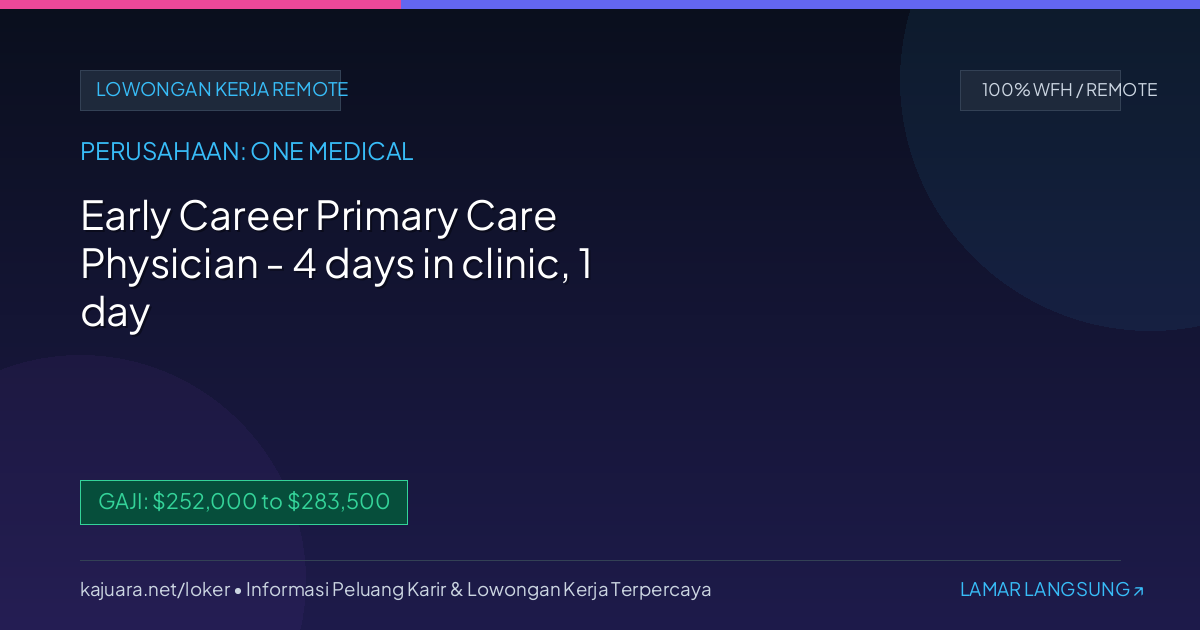 Early Career Primary Care Physician - 4 days in clinic, 1 day remote