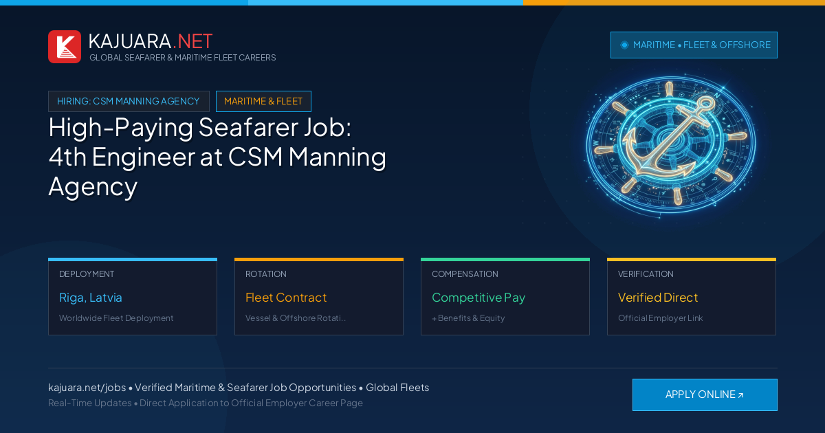 High-Paying Seafarer Job: 4th Engineer at CSM Manning Agency
