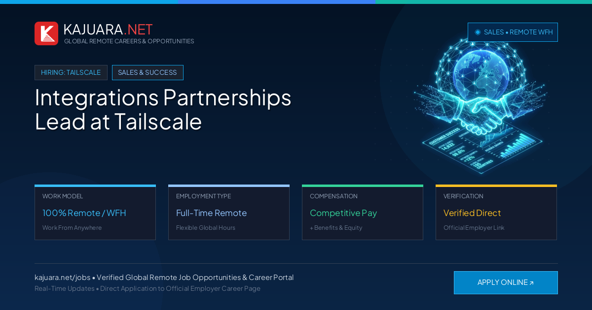 Integrations Partnerships Lead at Tailscale (100% Remote WFH)