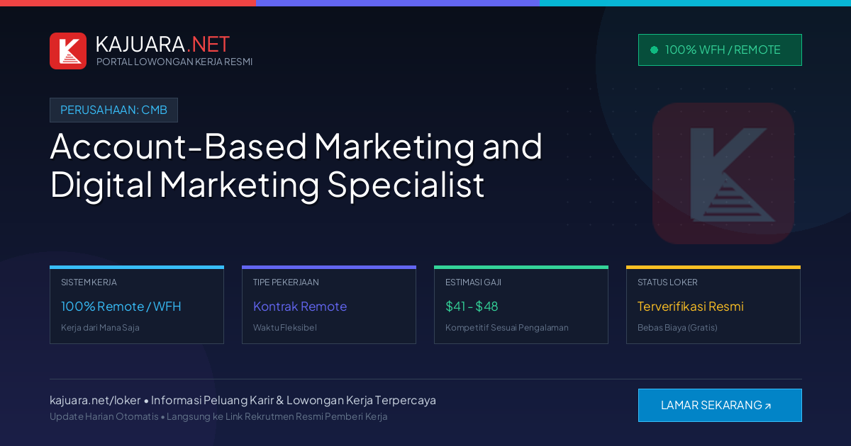 Lowongan Kerja Remote: Account-Based Marketing and Digital Marketing Specialist di CMB