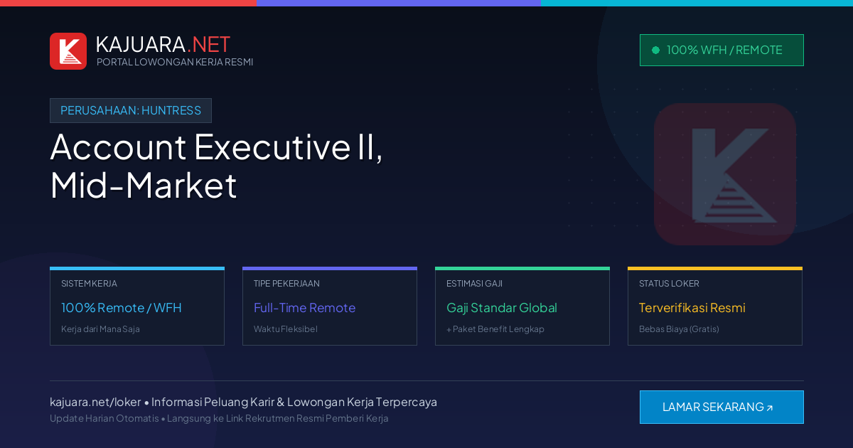 Lowongan Kerja Remote: Account Executive II, Mid-Market di Huntress
