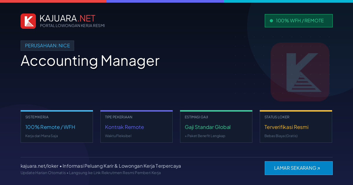 Lowongan Kerja Remote: Accounting Manager di NiCE