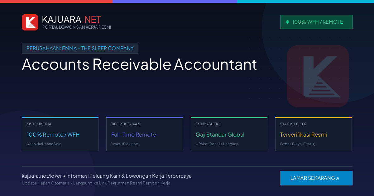 Lowongan Kerja Remote: Accounts Receivable Accountant di Emma – The Sleep Company