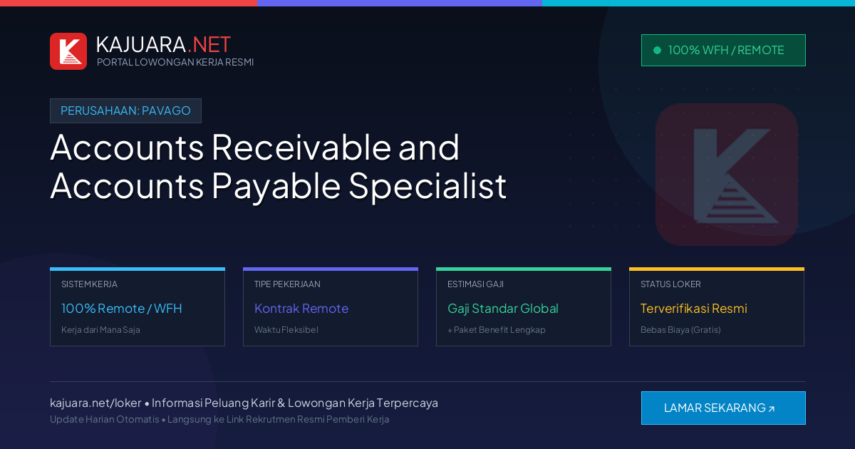 Lowongan Kerja Remote: Accounts Receivable and Accounts Payable Specialist di Pavago