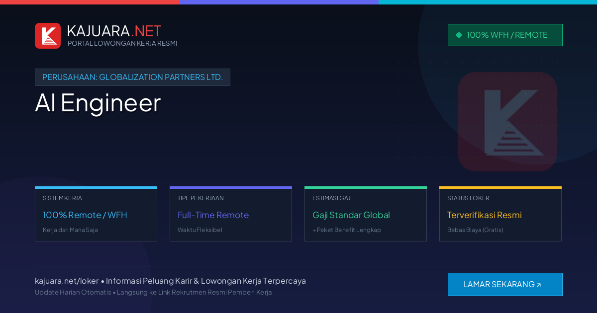 Lowongan Kerja Remote: AI Engineer di GLOBALIZATION PARTNERS LTD.
