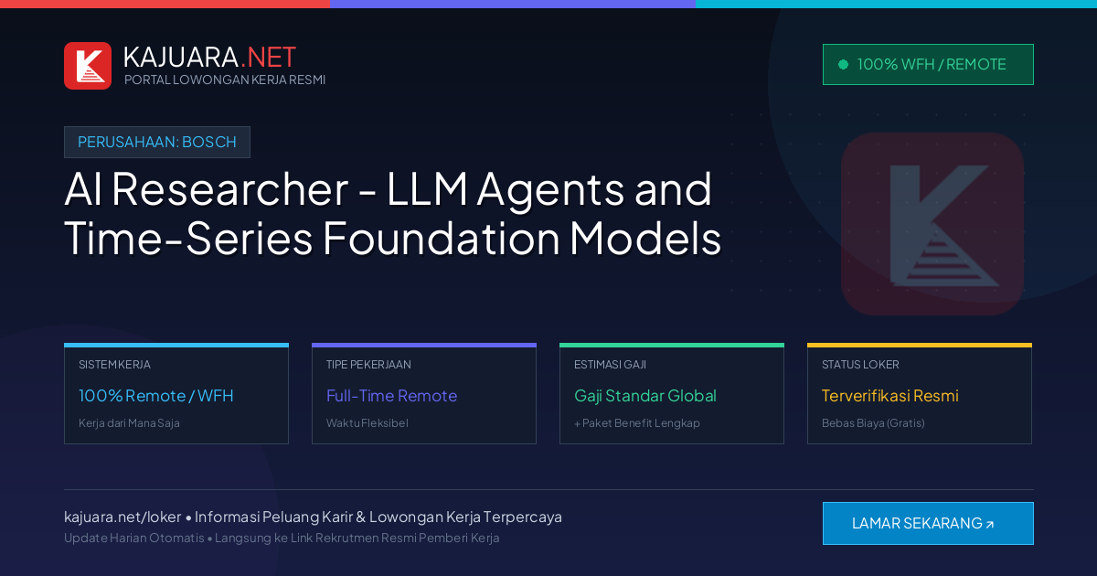 [Work From Home] AI Researcher - LLM Agents and Time-Series Foundation Models at Bosch – Apply Online