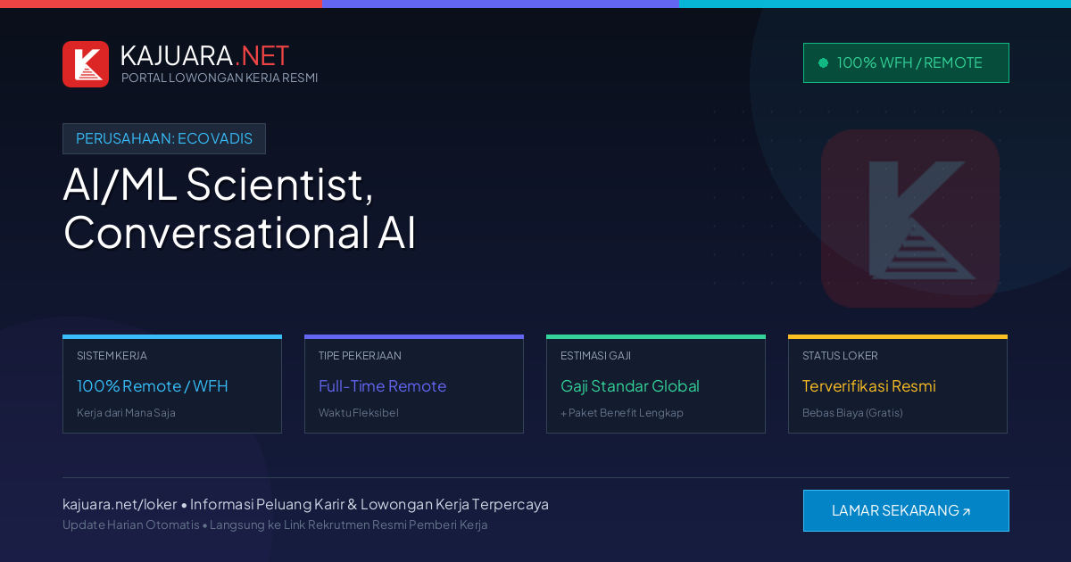 Lowongan Kerja Remote: AI/ML Scientist, Conversational AI di EcoVadis