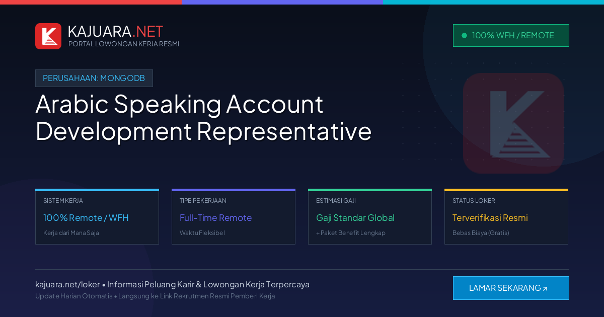 [Remote / WFH] Arabic Speaking Account Development Representative at MongoDB – Immediate Opening